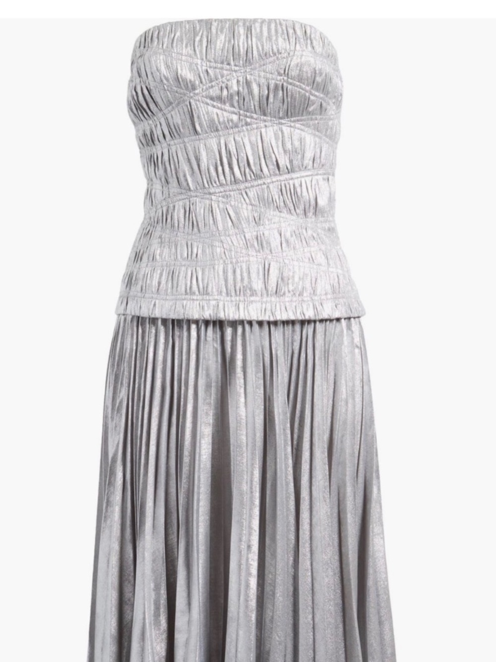 Acler Strapless Metallic Silver Dress